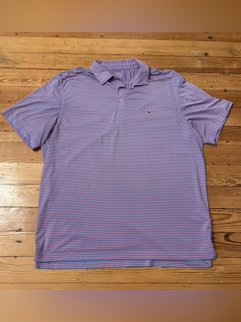 Vineyard Vines Blue Striped Men’s Polo Performance XL On The Go Sankaty
